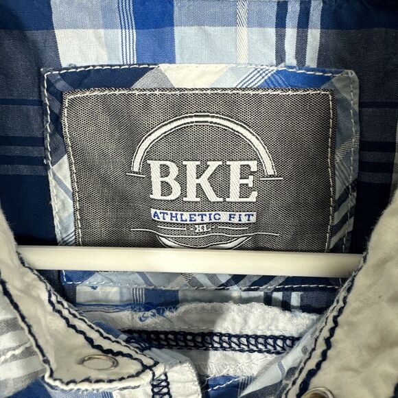 BKE Buckle Shirt Mens X-Large Athletic Fit Pearl Snap Long Sleeve Blue Gray - Picture 3 of 11
